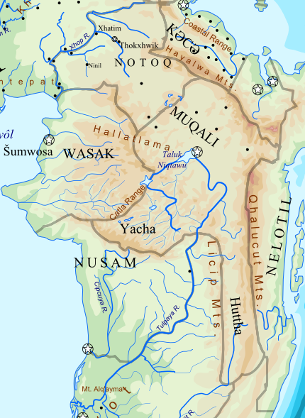 Map of the "Waist" of Tiptum, the central region
      of mostly highlands